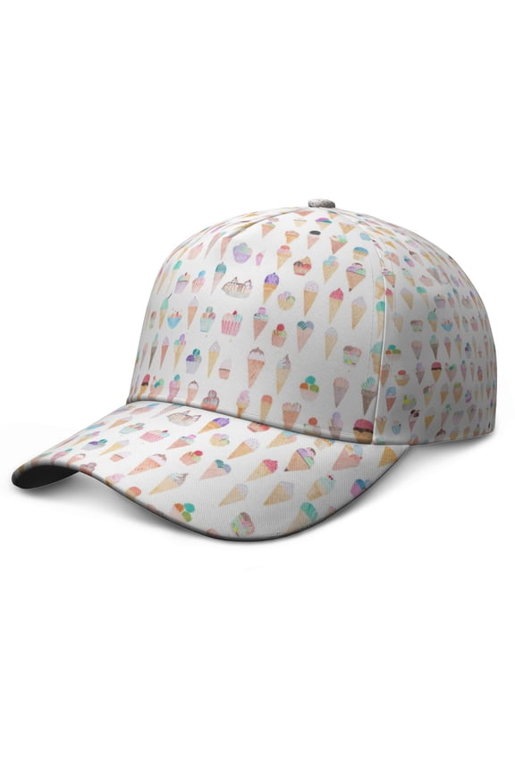 Sweet Treats Ice Cream Summer Colorful Dessert Pattern Baseball Cap – Stylish Snapback Hat for Foodies and Casual Wear