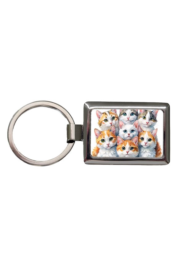 Sweet Turkish Van Cats Metal Rectangle Keychain