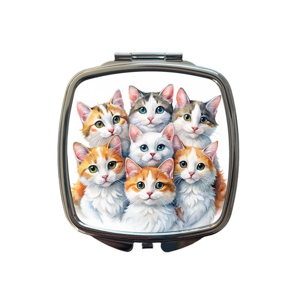 Sweet Turkish Van Cats Travel Makeup Handbag Purse Small Pocket Compact Mirror