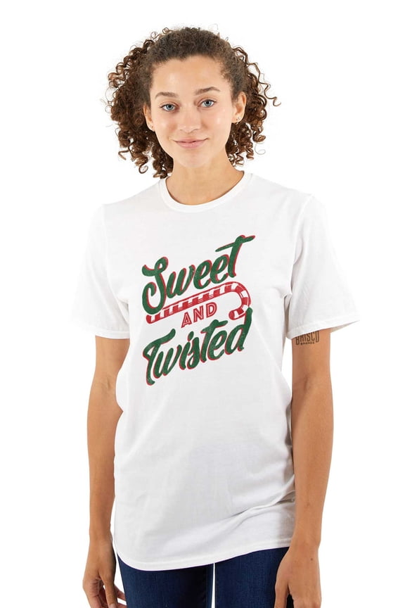 Sweet Twisted Christmas Candy Cane Women's Graphic T Shirt Tees Brisco Brands M