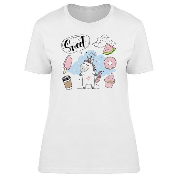 Sweet Unicorn Desserts T-Shirt Women -Image by Shutterstock, Female Large
