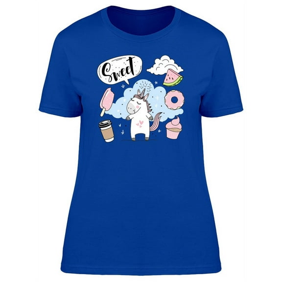 Sweet Unicorn Desserts T-Shirt Women -Image by Shutterstock, Female Medium