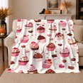 thumbnail image 1 of Sweet Valentine Cupcake decorative motif Pattern, Playful Food Art Scene, Warm Flannel Blanket for Kitchen and Dining Room, Food Lovers Valentine's Day Gift, Playful Home Decor, 1 of 9