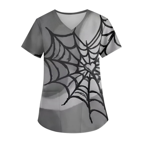 Sweet Valentine's Day Heart Pattern V-Neck Top - Women's Short Sleeve Caregiver Uniform with Pocket, Functional & Stylish Workwear for Care Teams