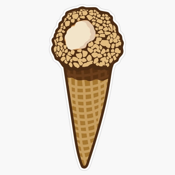 Sweet Vanilla Swirl Ice Cream Cone Dipped In Milk Chocolate Roasted Nuts Decal For Kids Bottle Sticker