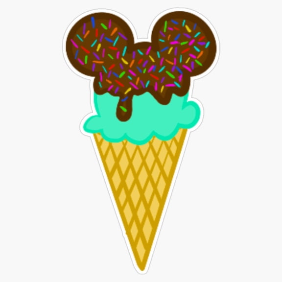 Sweet Vanilla Swirl Ice Cream Cone Summer Dessert Parlor Fountain Icon Decal For Kids Water Bottle Sticker