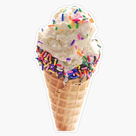 Sweet Vanilla Swirl Ice Cream Cone Summer Dessert Parlor Icon Decal For Kids Bottle Sticker