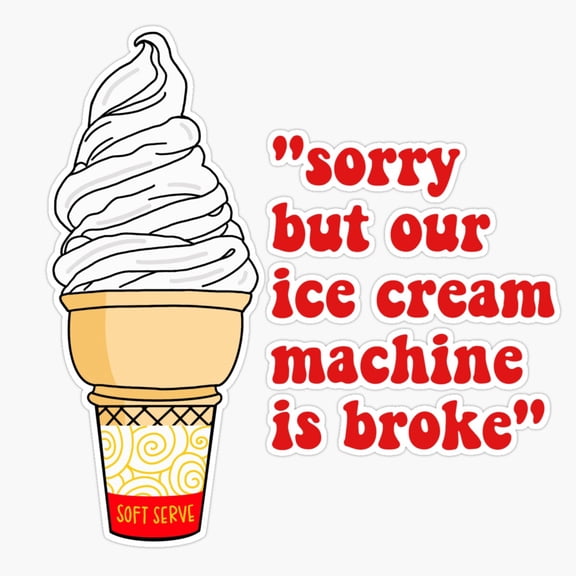 Sweet Vanilla Swirl Ice Cream Cone Summer Dessert Parlor Icon Decal For Kids Water Bottle Sticker