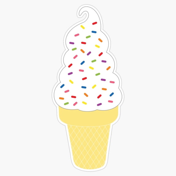 Sweet Vanilla Swirl Ice Cream Cone Summer Dessert Parlor Icon Decal For Kids Water Bottle Sticker