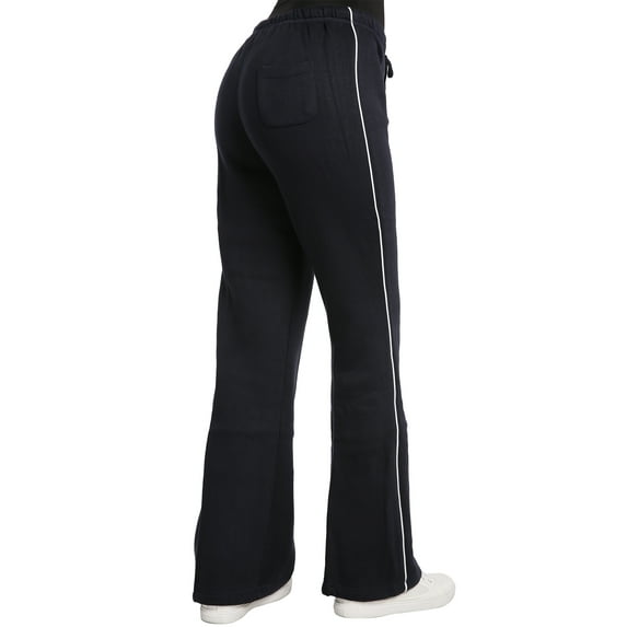 Sweet Vibes Women's Fleece Contrast Color Piping Flare Bottom Sweatpants Drawstring Waist