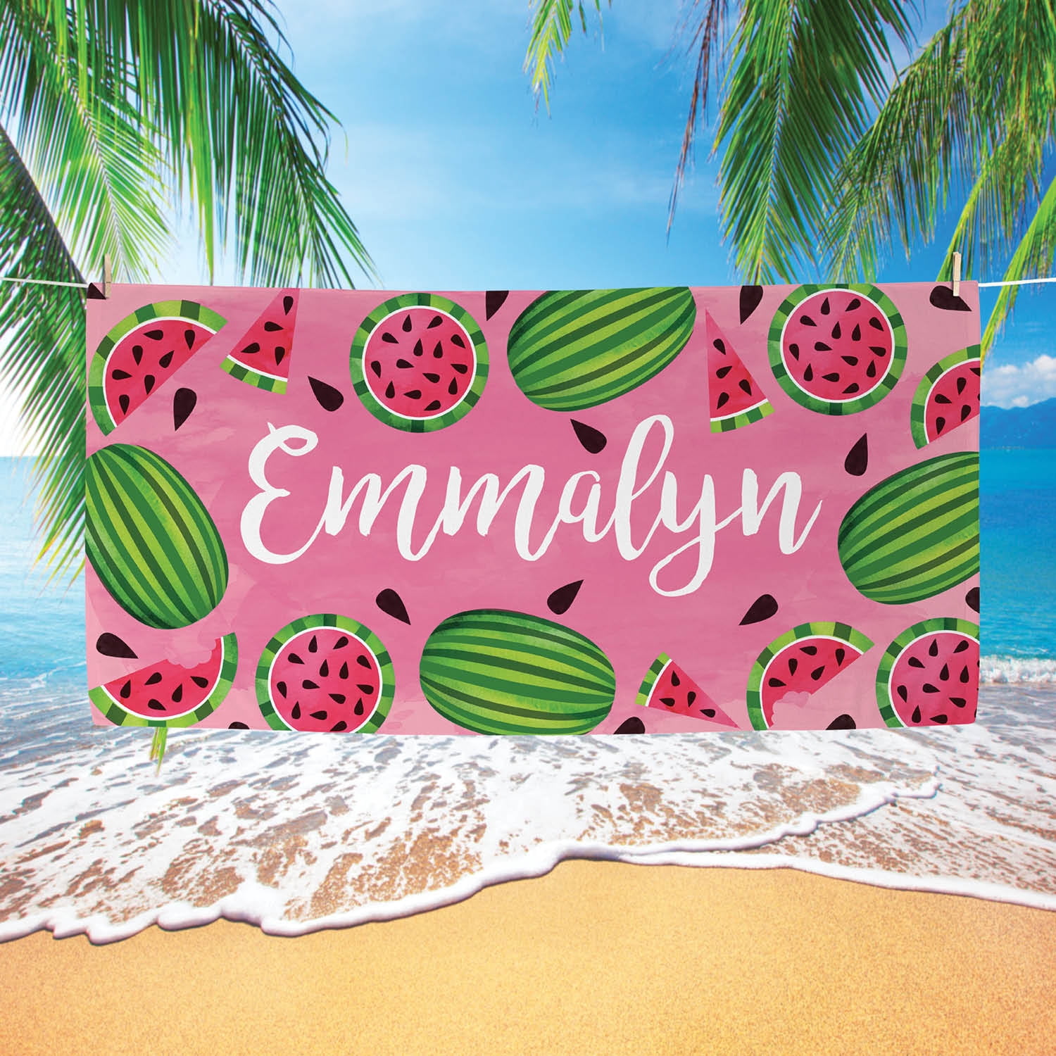 Sweet Watermelon Plush Velour Beach Towel