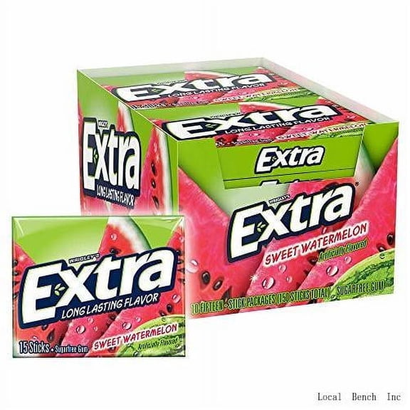 Sweet Watermelon Sugarfree Gum, 15 Pieces (Pack of 10) - SET OF 2