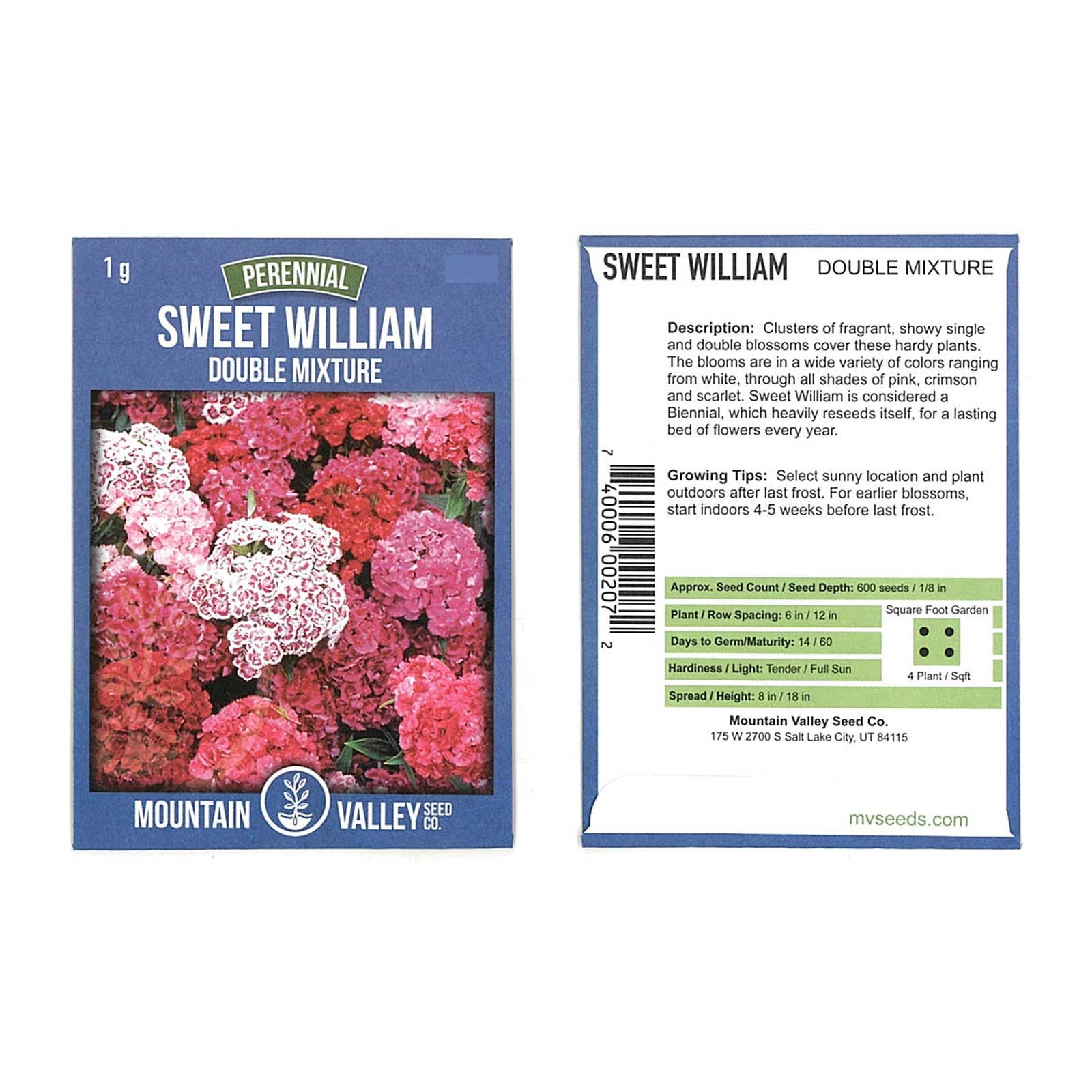Mountain Valley Sweet William Seeds - Full Sun, Double Mix