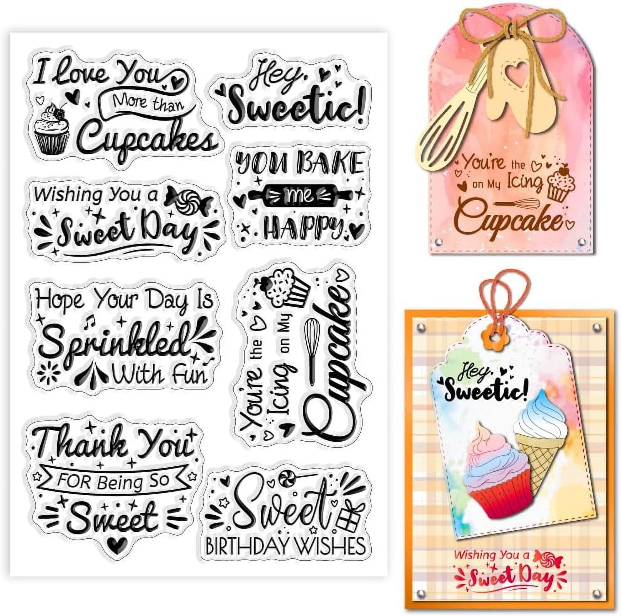 Sweet Wishes Clear Stamps Cupcakes Blessing Words Silicone Clear Stamp ...