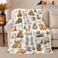 thumbnail image 1 of Sweet Woodland Friends Deer Fox Rabbit Raccoon Bear Floral Flannel Blanket, Cozy Sofa Throw for families and Nature Fans, Warm Bedroom bedroom Reading Nook Home Decor, Birthday Gift, 1 of 8