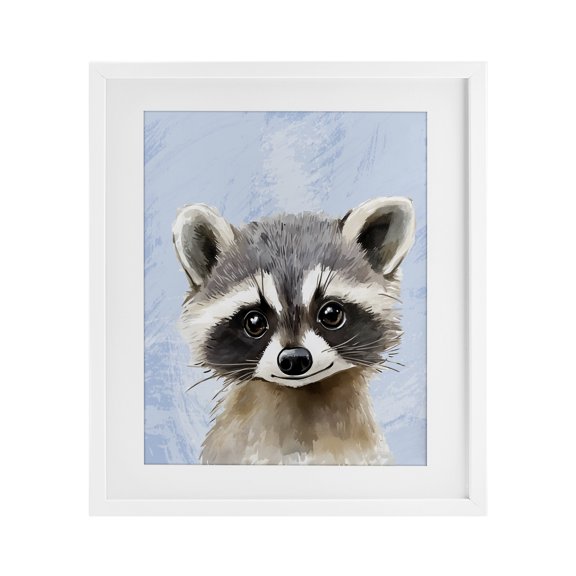 Stupell Industries Sweet Woodland Raccoon White Framed Print Under Glass, design by Christine Simpson Art