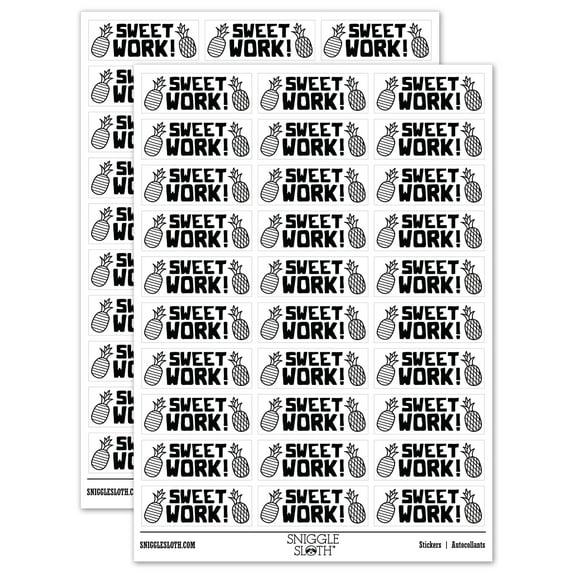 Sweet Work Pineapples Teacher Student School Sticker Set - White - Gloss Finish - 1.75" Medium