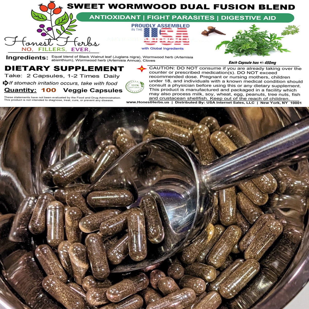 Sweet Wormwood Dual Fusion Blend Veggie Caps Black Walnut Hulls Clove Wormwood Artemisia