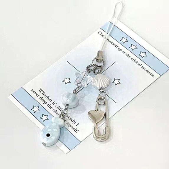 Sweet Y2K Fish Phone Chain Phone Case Phone Charm Pendant Mobile Lanyard Cute Beaded Cell Phone Strap Bag Keychain