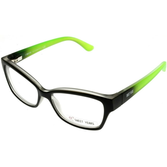 Sweet Years Eyewear Frame Women Black Green Rectangular SY355 02 Italian Made
