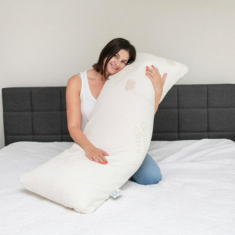 Sweet Zzz Body Pillow Organic Cotton Cover - Down Alternative Fill Includes  1 Body Pillow, 1 Pillowcase, White