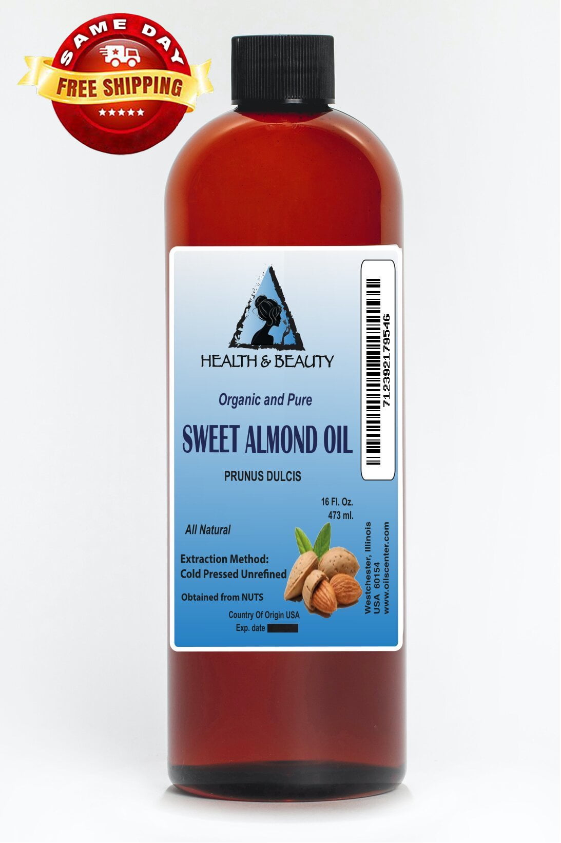 Sweet almond oil unrefined organic carrier cold pressed 100% pure 32 oz