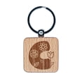 thumbnail image 1 of Sweet and Cute Flowers Rounded Block Letter C Square Keychain Charm Tag - Engraved Wood, 1 of 6