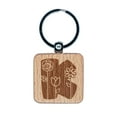 thumbnail image 1 of Sweet and Cute Flowers Rounded Block Letter K Square Keychain Charm Tag - Engraved Wood, 1 of 6