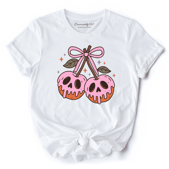 Sweet and Spooky Poison Cherries Halloween T-Shirt, Coquette Skulls Tee