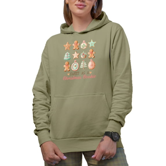 Sweet as a Christmas Cookie with Ginger Bread & Baked Cookies Art Merch Gift, Sand Hooded Sweatshirt or Hoodie, Large