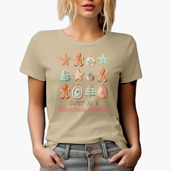 Sweet as a Christmas Cookie with Ginger Bread & Baked Cookies Art Merch Gift, Tan T-Shirt, 3XL