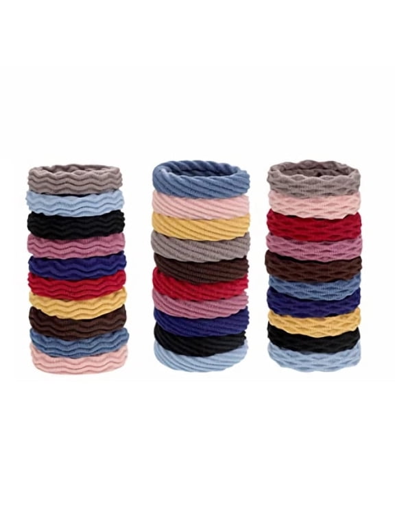 - Soft Elastic Wavy Hair Ties for Women & Girls, No Damage Ponytail Holders, Multicolor Stretch Hair Bands for Daily Use | Pack of 30