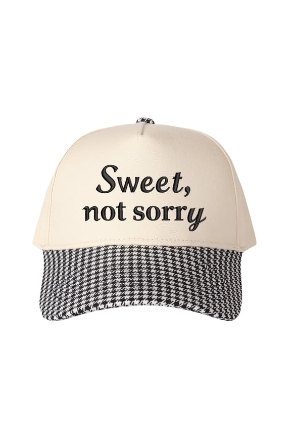 Sweet, not sorry Letter Embroidered Color Block Trucker Hat Unisex Adjustable Cotton Breathable Fashion Cap for Travel Daily Wear