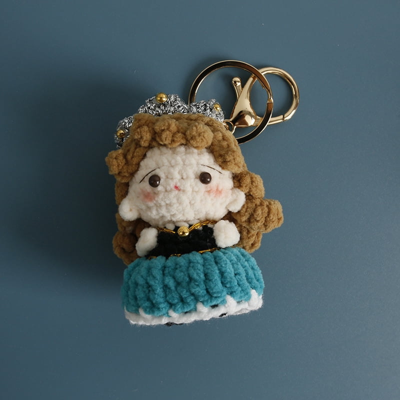 Sweet princess handmade crochet pendant, yarn-woven cartoon doll