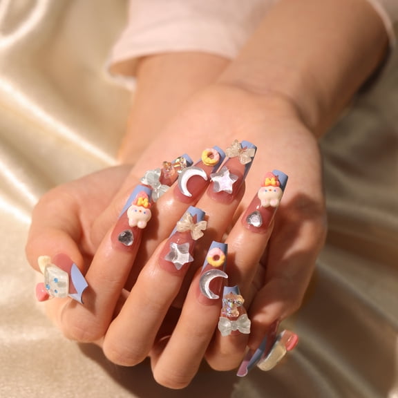 Sweet three-dimensional cartoon star moon manicure summer wind wearing nail piece cute cartoon rabbit wearing armor