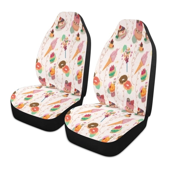 Sweet treats dessert background patternCar Seat Covers,Universal Auto Front Seats Protector Fits for Car,SUV Sedan,Truck