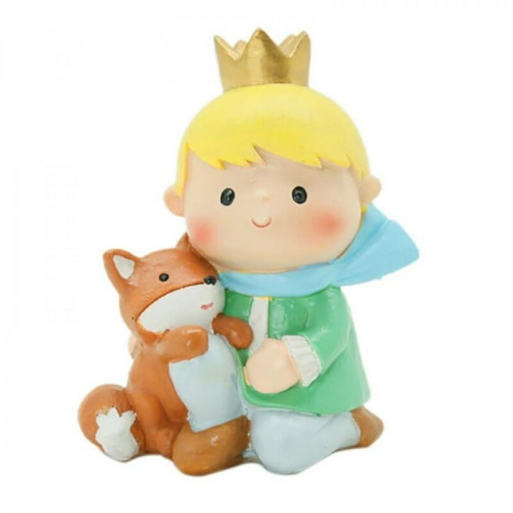 SweetCandy Resin Craft Cartoon Little Prince Home Crafts Decor Little Prince with Rose Flower Pot Goose Snake Cute Fairy Doll Handmade Home Ornaments 2.7"x2"x3"