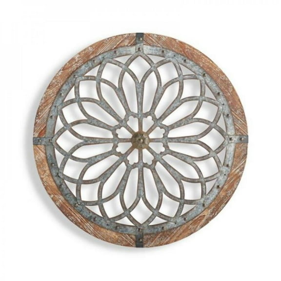 SweetCandy Vintage Round Pendant Wall Decor with Frame, Wood Grille Wall Sculptures, Diamond Acrylic Wall Hanging Pattern Wall Decoration Home Office Room Art Soft Decoration