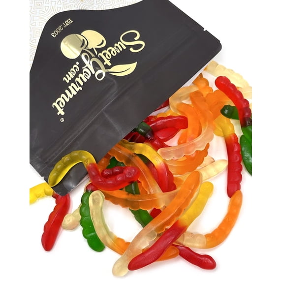 SweetGourmet Assorted Fruit Gummy Large Worms Bulk Candy | 2 Pounds