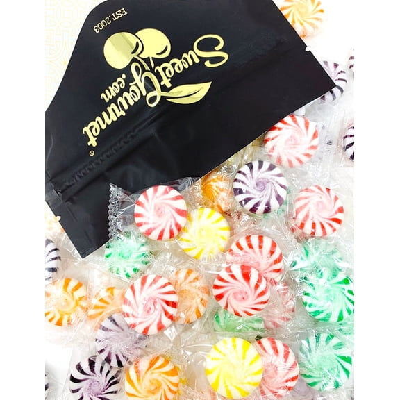 SweetGourmet Assorted Fruit Pinwheels | Individually Wrapped Bulk Hard Candy | 2 Pounds