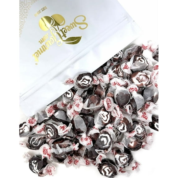 SweetGourmet Black Licorice Swirl Whipped Salt Water Taffy | Old-Fashioned Candy Bulk | 2 Pounds