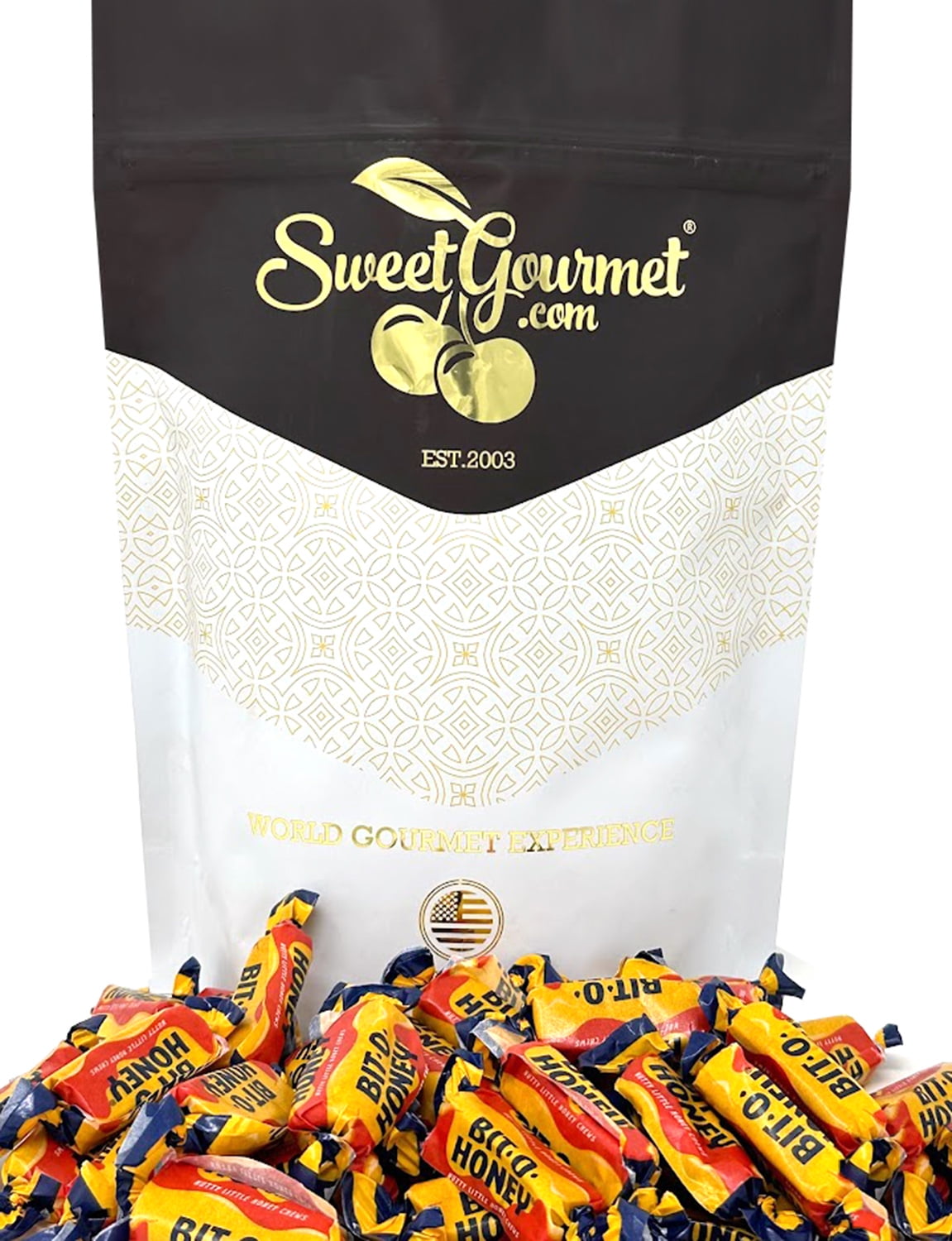 SweetGourmet Soft Bit-O-Honey Candy | Retro Almond Taffy Chews | 1