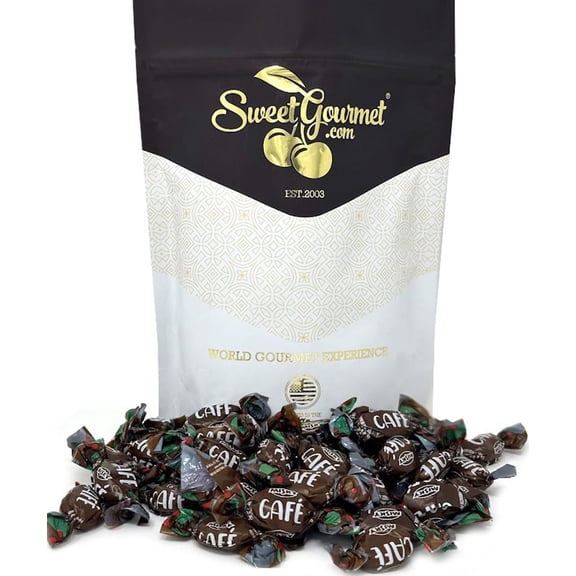 SweetGourmet Coffee Flavored Filled Hard Candy | Arcor Wrapped Bulk | 1 Pound