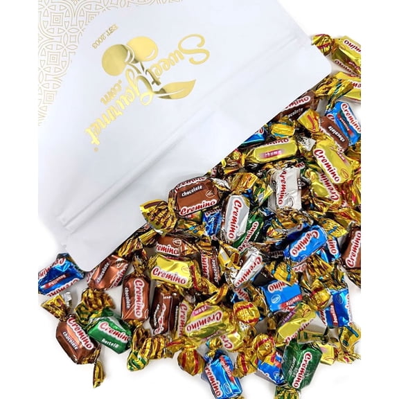 SweetGourmet Cremino Assorted Toffees, Arcor Soft Chewy Foil Wrapped Candy, 3-Pound Bag, Chocolate, Mint, Vanilla, Butter-rum, and Coffee