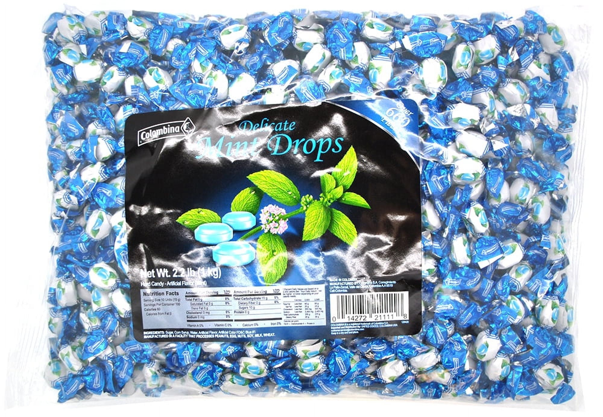 SweetGourmet Delicate Mint Drops | Wrapped Bulk Mini Hard Candy | 2.2Lb