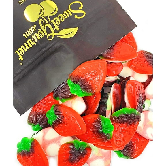 SweetGourmet Giant Gummi Strawberries with Cream | Bulk Gummy Candy | 2 Pounds
