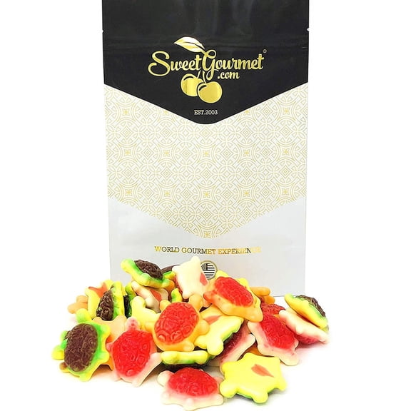 SweetGourmet Jelly Filled Gummy Turtles, Strawberry Flavor, Chewy Candy, Turtle Shape, 1 Pound