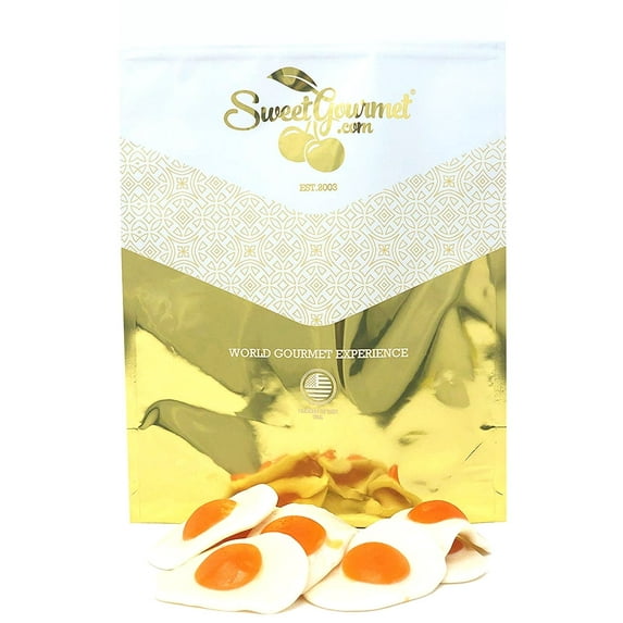 SweetGourmet Gummi Giant Fried Eggs Candy | Peach Flavor | Vidal Bulk Unwrapped | 5 Pounds