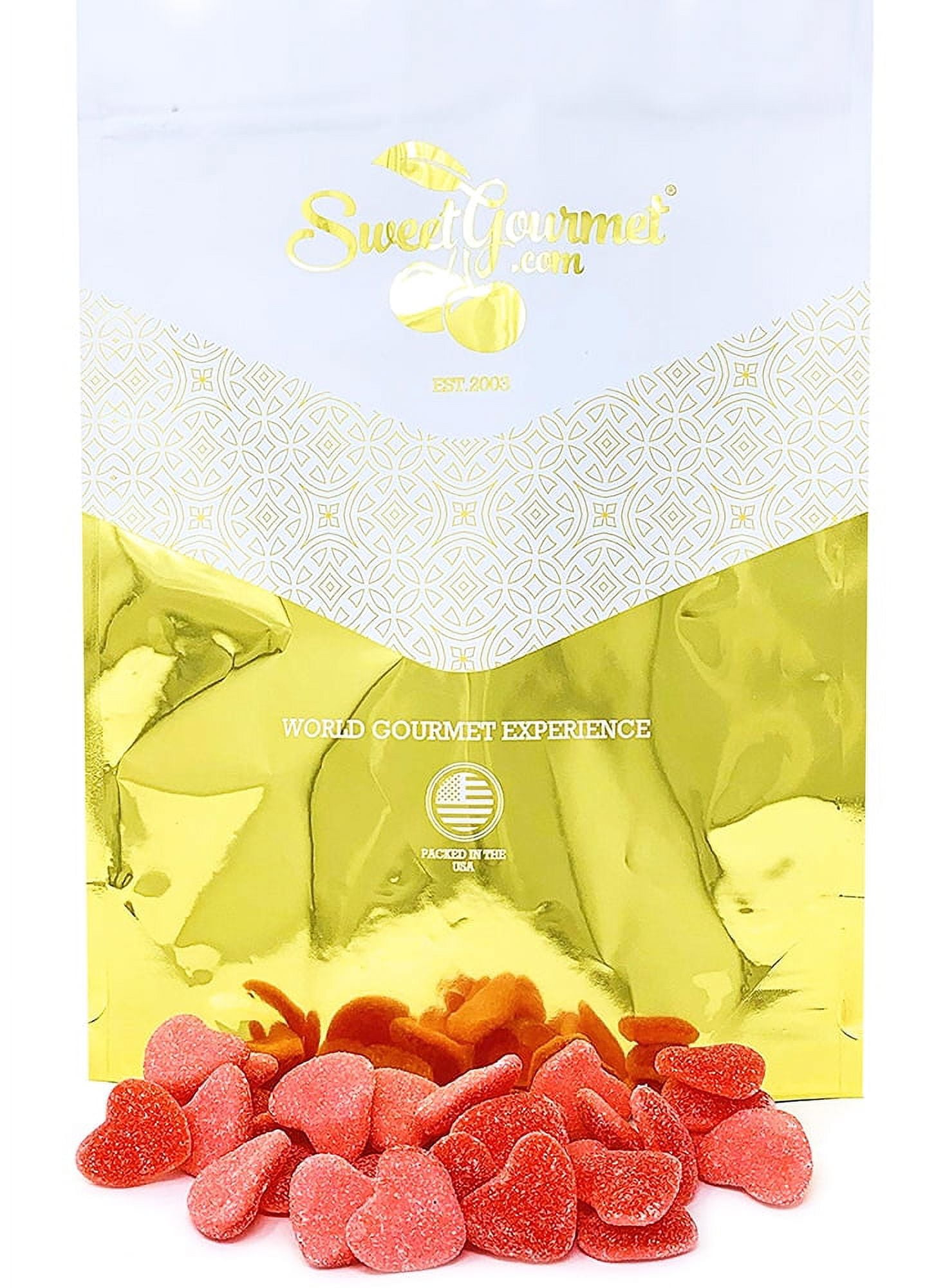 SweetGourmet Gummi Sugar Hearts Pink and Red Sanded Candies