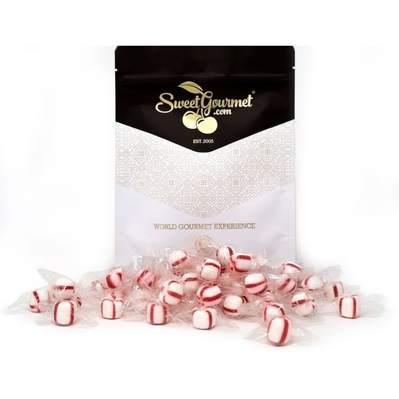 SweetGourmet Triple-Distilled Peppermint Oil, Soft Mint Puffs Candy, Clear Wrapped, Gluten-Free, Kosher, Pure Cane Sugar, 1 Pound Bulk Bag
